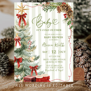 Quirky Stripes Christmas Baby Shower Invitation
