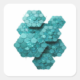 Quirky Teal COINS OF THE WORLD Sticker Design