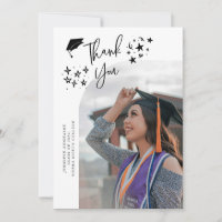Quirky Thank You Stars White Graduate Photo