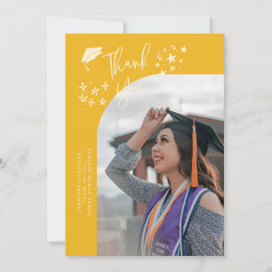 Quirky Thank You Stars Yellow Graduate Photo Announcement