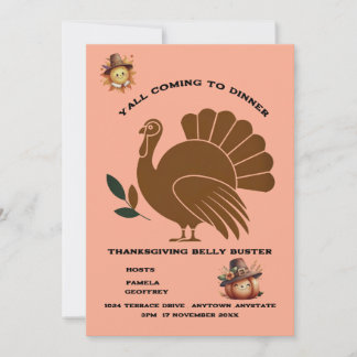 Quirky Turkey Festive Thanksgiving Dinner Invitation