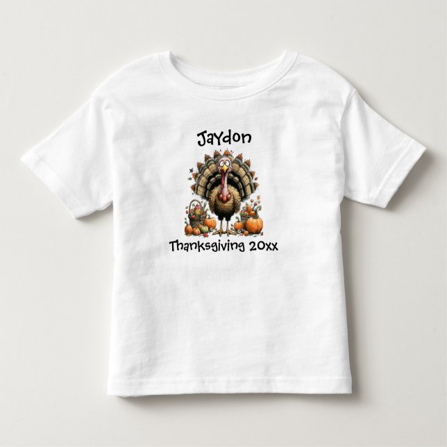 Quirky Turkey Thanksgiving 20xx Toddler T-Shirt (Front)
