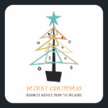 Quirky Vintage Christmas Tree Mid Century Modern Square Sticker<br><div class="desc">Give your friends and family a fun quirky mid century styled sticker on their holiday card this year. With it's funky retro Christmas tree in turquoise,  orange,  tan,  gold,  and black it's sure to be loved by all who receive it.</div>