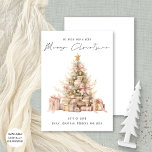 Quirky Vintage Rose Gold Tree Merry Christmas Holiday Card<br><div class="desc">Quirky Vintage Rose Gold Tree Merry Christmas is in a stylish set handwritten style script. Available digitally and printed.</div>
