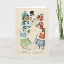 Quirky Vintage Snowman Monocle Christmas Greeting