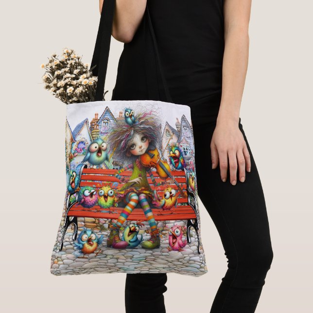Quirky Violin Serenade - SEE BACK!  Tote Bag (Close Up)