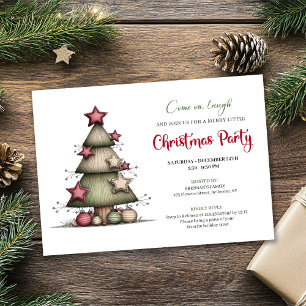 Quirky Watercolor Christmas Tree Festive Invite