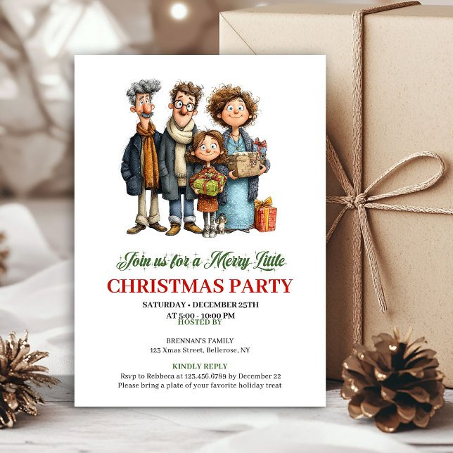 Quirky Watercolor Family Holiday Celebration Card (Quirky Watercolor Family Holiday Celebration Card)