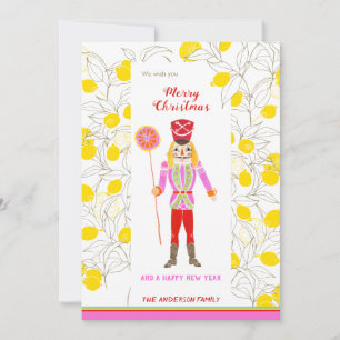 Quirky Watercolor Nutcracker Loves Lemons   Holiday Card