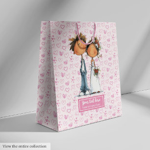 Quirky Wedding Couple Gift Bag Funny Cartoon