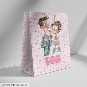 Quirky Wedding Gift Bag Cartoon Newlyweds Humour