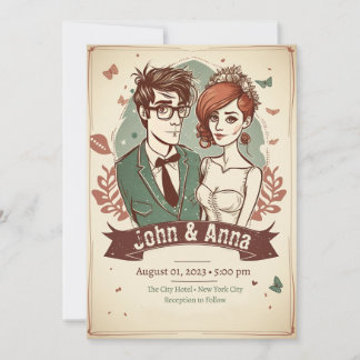Quirky wedding invites, wedding invitations