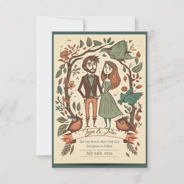 Quirky wedding invites, wedding invitations (Front)