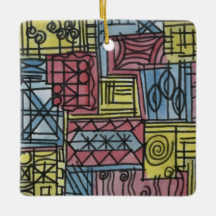 Quirky-Whimsical Abstract Art Ceramic Ornament