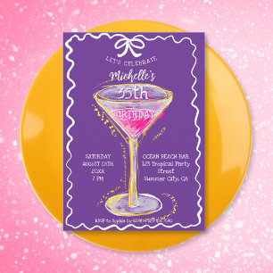 Quirky Whimsical Adult Cocktail Birthday Party Invitation