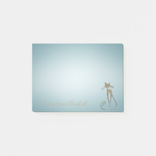 Quirky Whimsical Cat -Personalised Post-it Notes