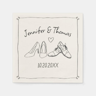 Quirky Whimsical Hand Drawn Doodle Shoes Wedding Napkin