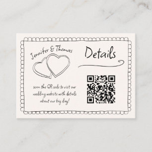 Quirky Whimsical Hand Drawn Wedding QR Code Detail Enclosure Card