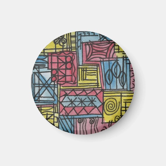 Quirky-Whimsical Hand Painted Abstract Art Magnet (Front)