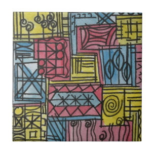 Quirky-Whimsical Hand Painted Abstract Art Tile