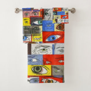 Quirky, Whimsical, Offbeat and Unique Eyeballs Bath Towel Set
