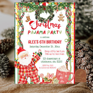 Quirky Whimsy Christmas Pajama party Birthday Invitation