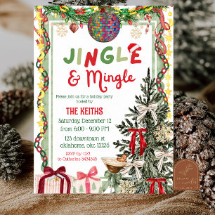 Quirky Whimsy Jingle and Mingle Holiday Party Invitation