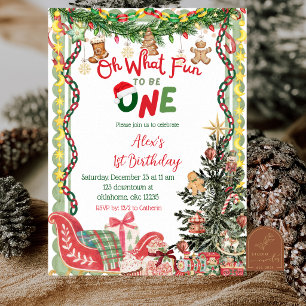 Quirky Whimsy Oh What Fun Christmas Birthday Invitation
