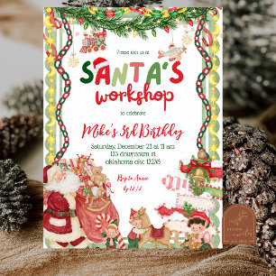 Quirky Whimsy Santa's Workshop Birthday Invitation