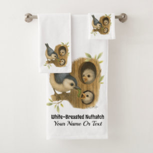 Quirky White-Breasted Nuthatch Bath Towel Set