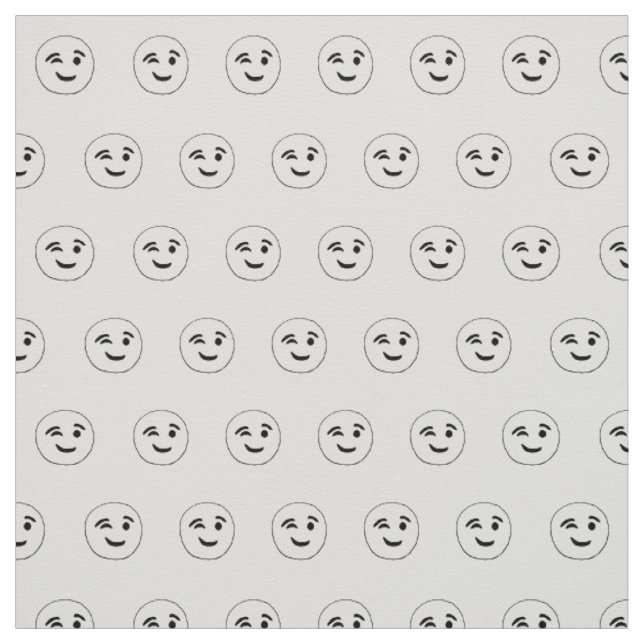 Quirky winking emoticon sketchy drawing fabric (Swatch)