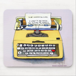 Quirky Yellow Typewriter Mouse Pad