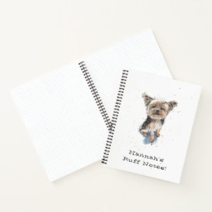Quirky Yorkshire Terrier Dog Watercolor Art Yorkie Notebook