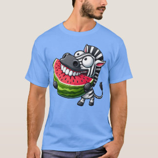 Quirky zebra watermelon smile teeth show cute frie T-Shirt