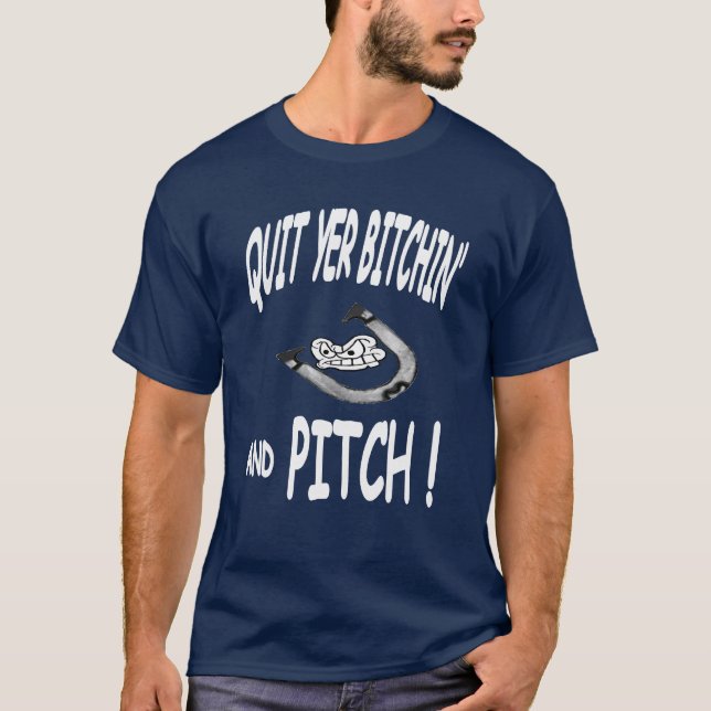Quit an Pitch HorseShoes Basic Dark Tee (Front)