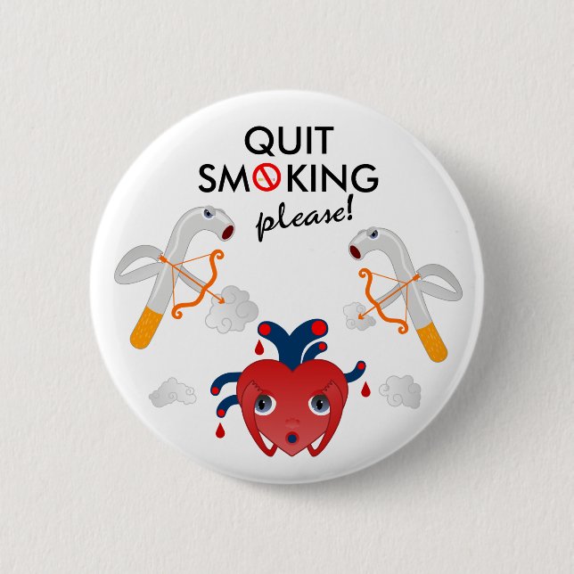Quit smoking please campaign 6 cm round badge (Front)