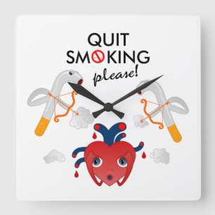 Quit smoking please campaign square wall clock