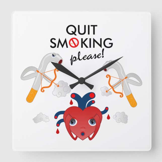 Quit smoking please campaign square wall clock (Front)