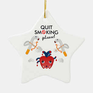 Quit smoking please ceramic tree decoration