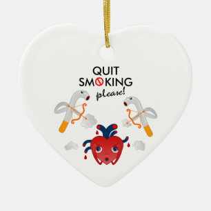 Quit smoking please ceramic tree decoration