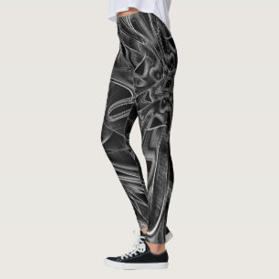 Quite crooked with grey grooves, black background leggings