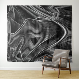 Quite crooked with grey grooves, black background tapestry