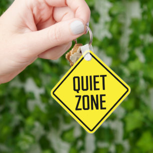 Quite Zone Metal Square Keychain