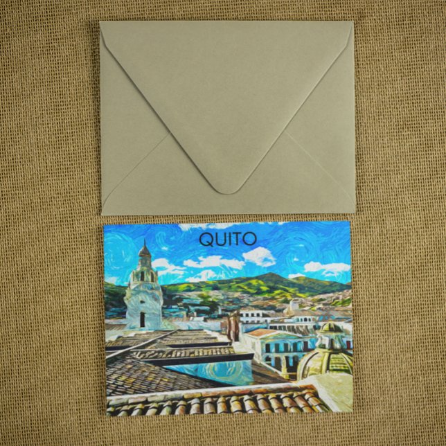 Quito Ecuador City Illustration Postcard (Quito ecuador city postcard)