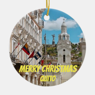 Quito Ecuador Panoramic Christmas Ornamament Ceramic Tree Decoration