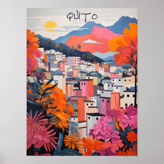Quito Ecuador Travel City Painting Aesthetic Poster (Front)