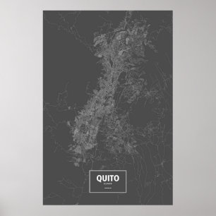 Quito, Ecuador (white on black) Poster