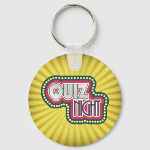 Quiz Night Trivia Party Yellow Sunburst Key Ring