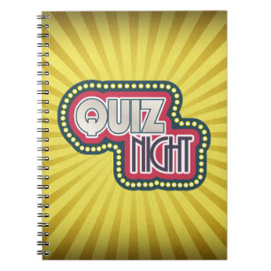 Quiz Night Trivia Party Yellow Sunburst Spiral Notebook