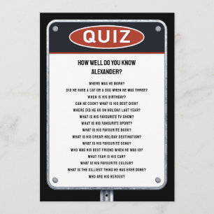 Quiz party game with road sign invitation